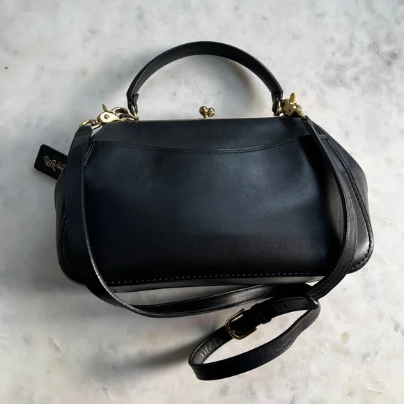 COACH 1941 Large Kisslock Frame black leather crossbody bag - Picture 6 of 16